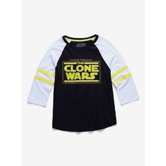 Star Wars: The Clone Wars Striped Sleeve Women's Raglan T-Shirt (Small) - Picture 1 of 4